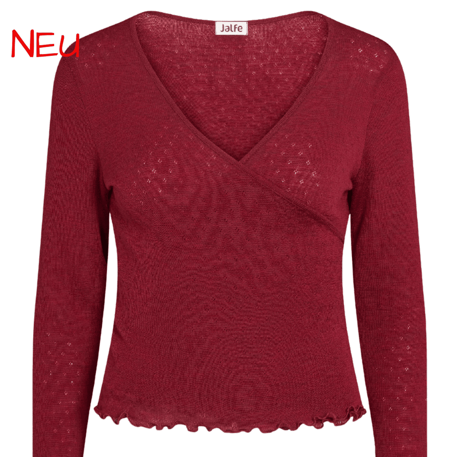 Dunkelrotes Wollwickkelshirt von Jalfe