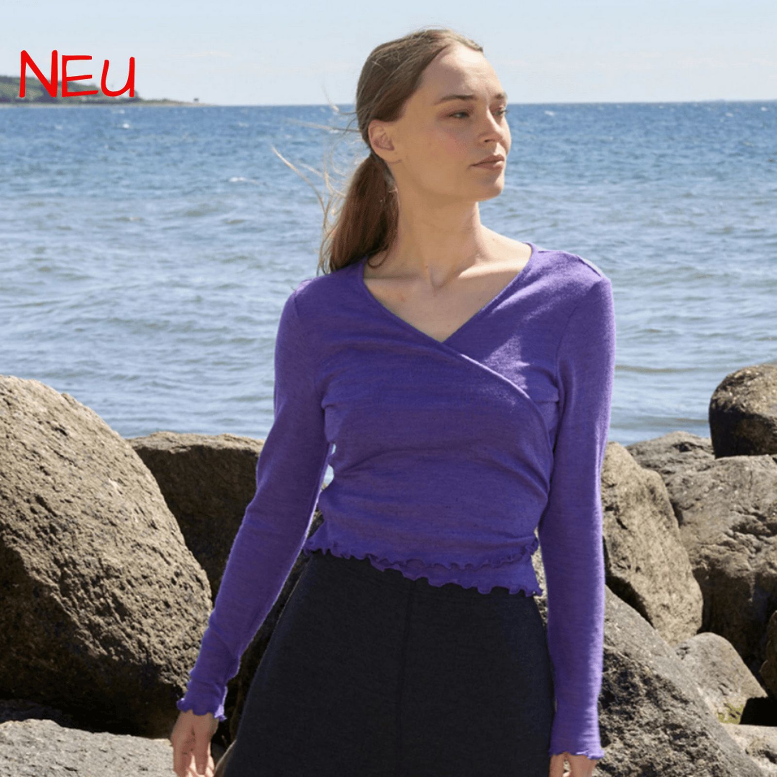 Lila Wollwickkelshirt von Jalfe