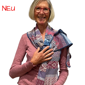 In Lilatönen gemusterter Bio-Baumwollschal von Invero