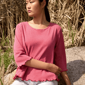 Rot-Rosa gestreiftes kastiges Shirt von Jalfe