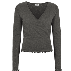 Dunkelgrauer Wickelcardigan von Jalfe