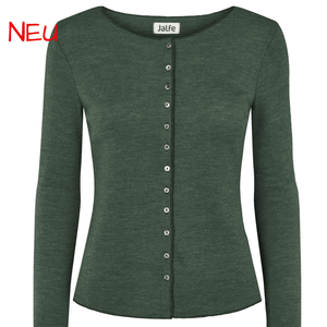 Dunkelgrüner Wollcardigan von Jalfe