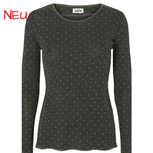 Anthrazit farbenes Wollshirt mit weißen Punkten (706)