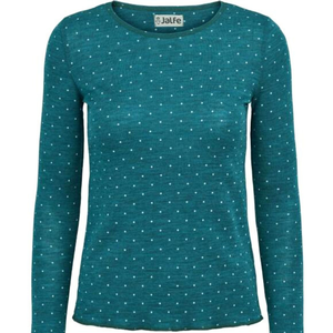 Türkis farbenes Wollshirt mit weißen Punkten (715)