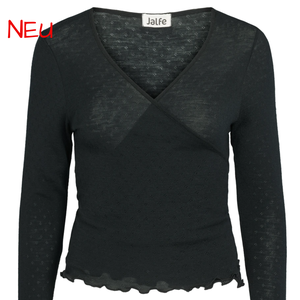 Schwarzes Wollwickkelshirt von Jalfe