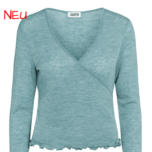 Hellblau farbenes Wollwickkelshirt von Jalfe