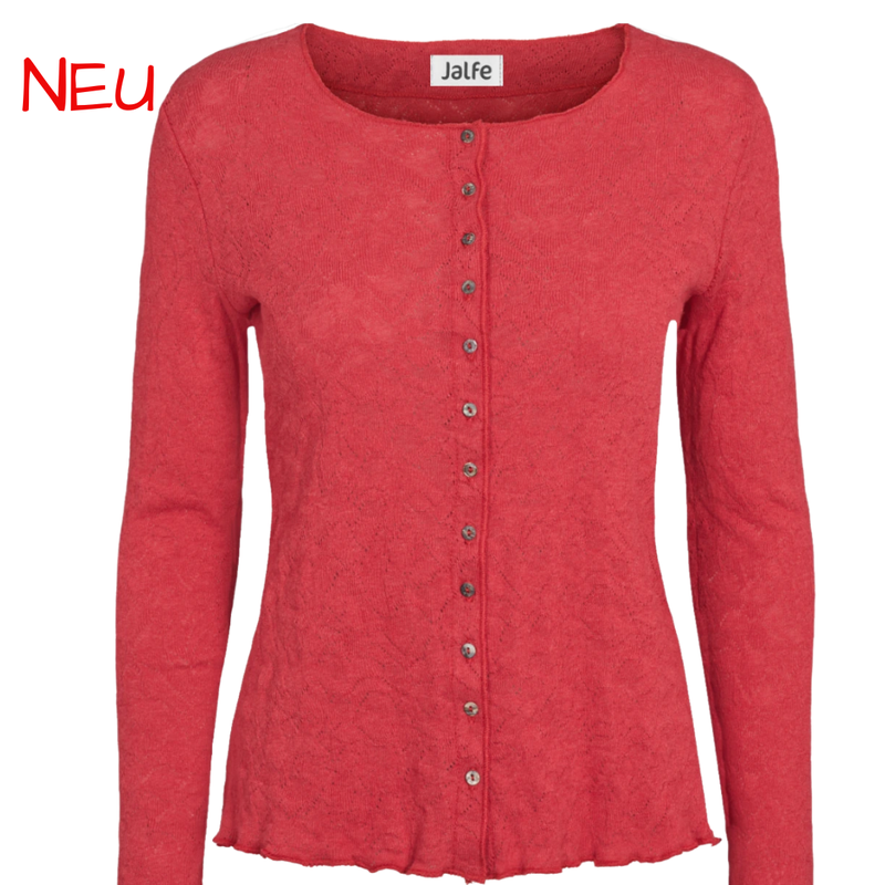 Rotes Jacquard Jäckchen aus Biobaumwolle
