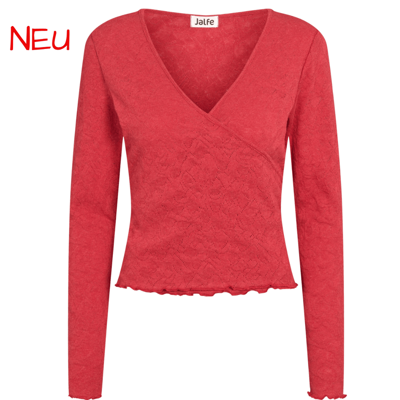 Rotes Jacquard Wickeljäckchen aus Biobaumwolle