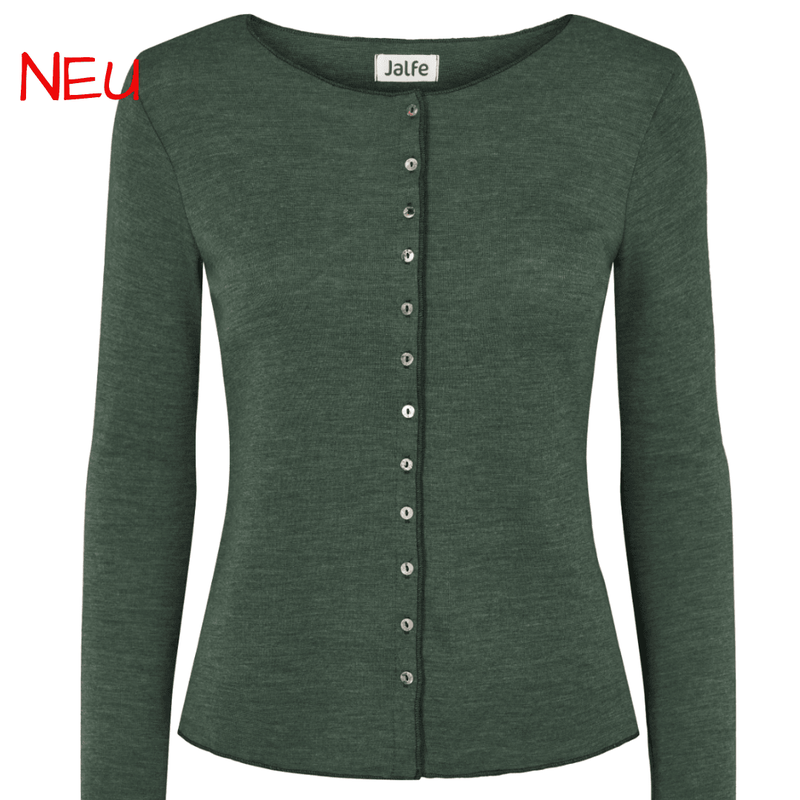 Dunkelgrüner Wollcardigan von Jalfe