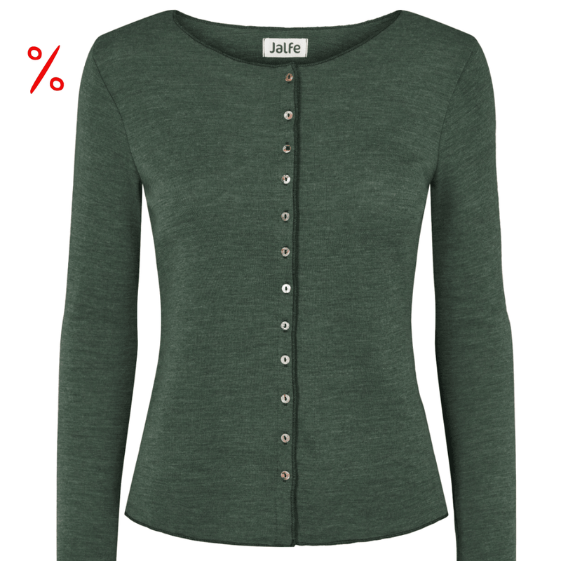 Dunkelgrüner Wollcardigan von Jalfe